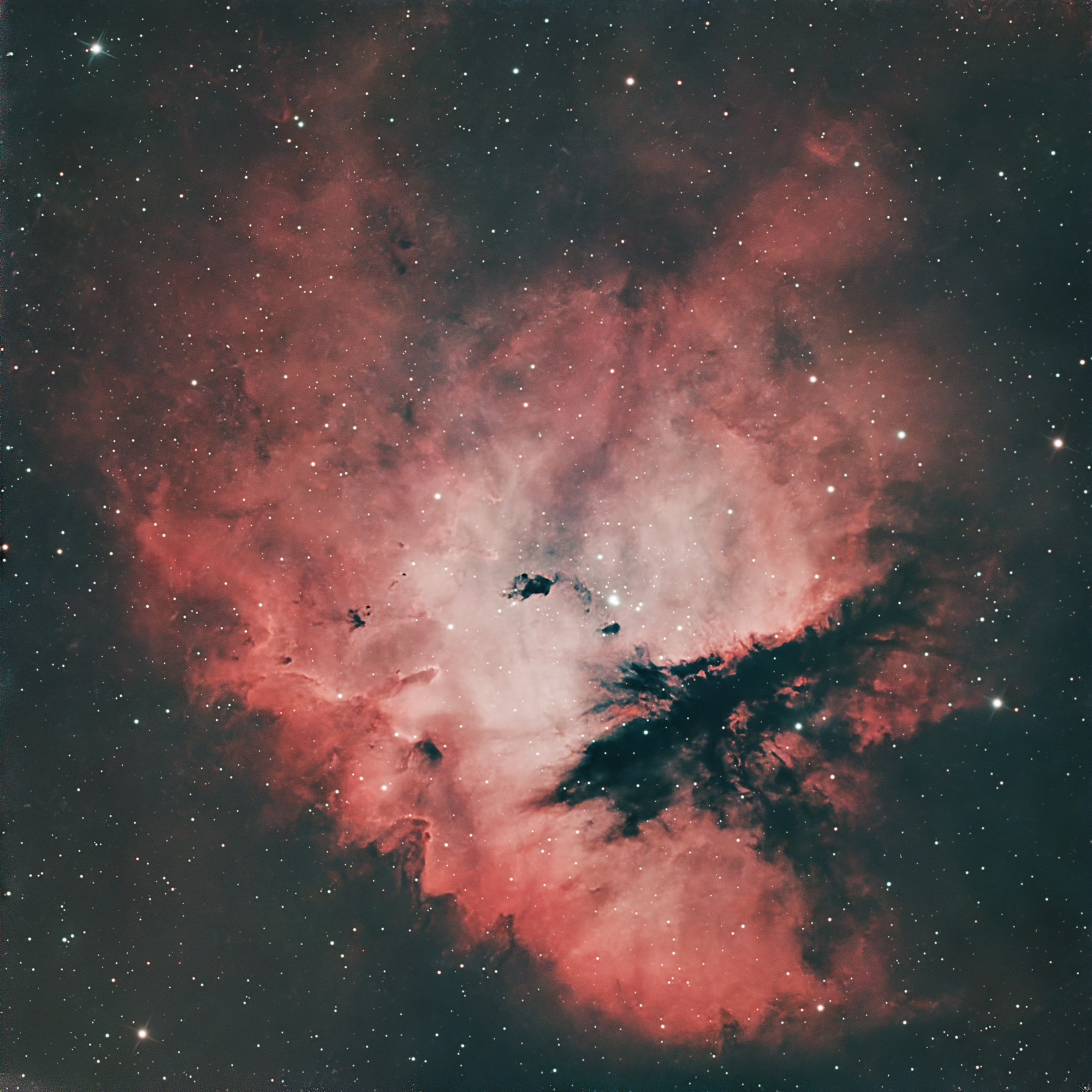The Pac Man Nebula, NGC 281, IC 11 or Sh2-184 is a bright emission nebula and part of an H II region in the northern constellation of Cassiopeia.